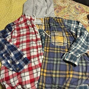 American Eagle Multicolor Plaid Hoodie